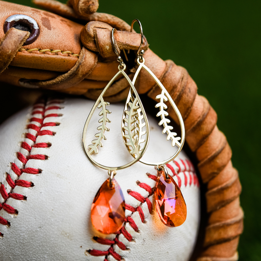 Baseball ~ Softball Teardrop Dangle Earrings (Hook Style)