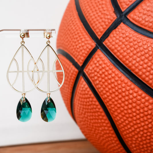 Basketball Teardrop Dangle Earrings (Post Style)