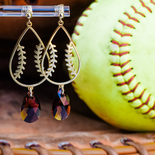 Baseball ~ Softball Teardrop Dangle Earrings (Post Style)