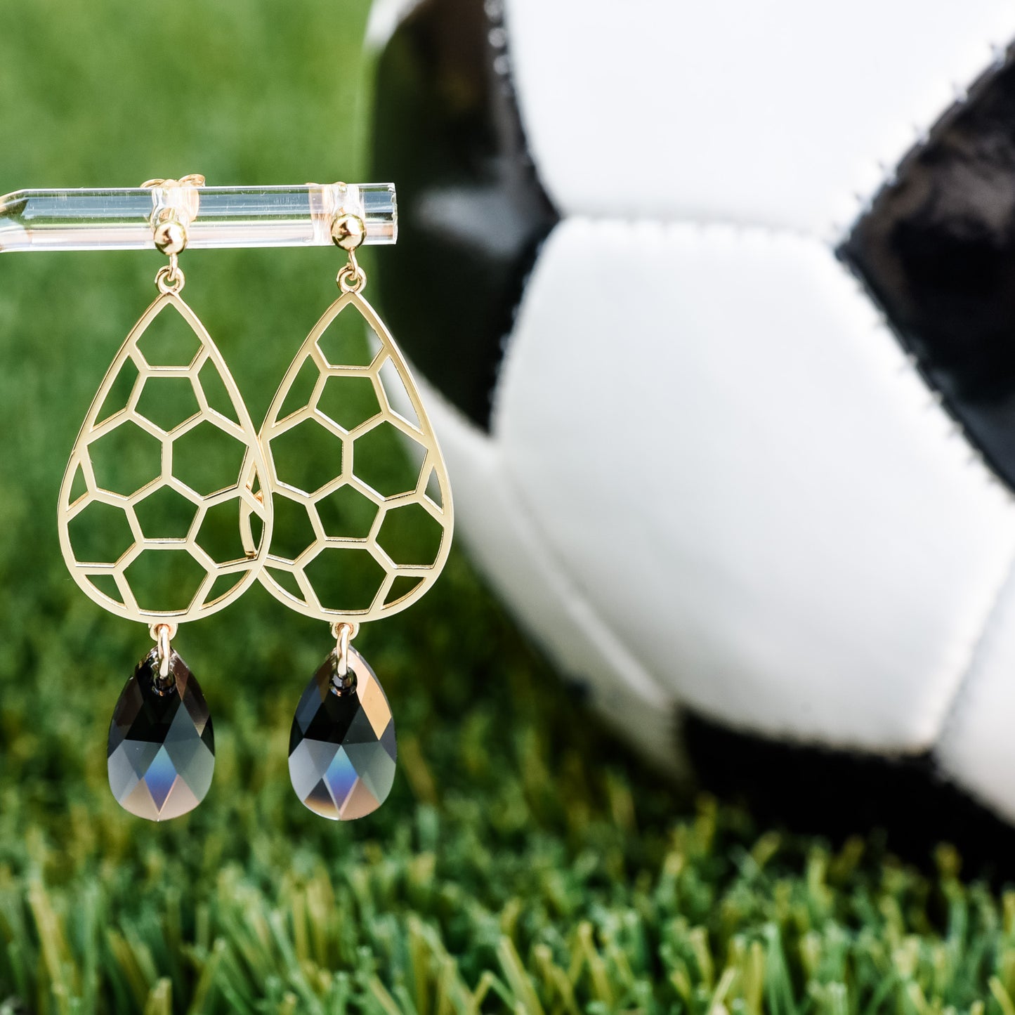 Soccer Teardrop Dangle Earrings (Post Style)