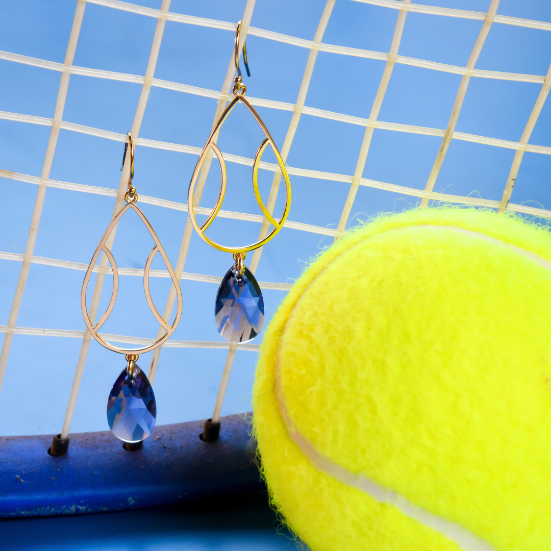 Tennis Teardrop Dangle Earrings (Hook Style)